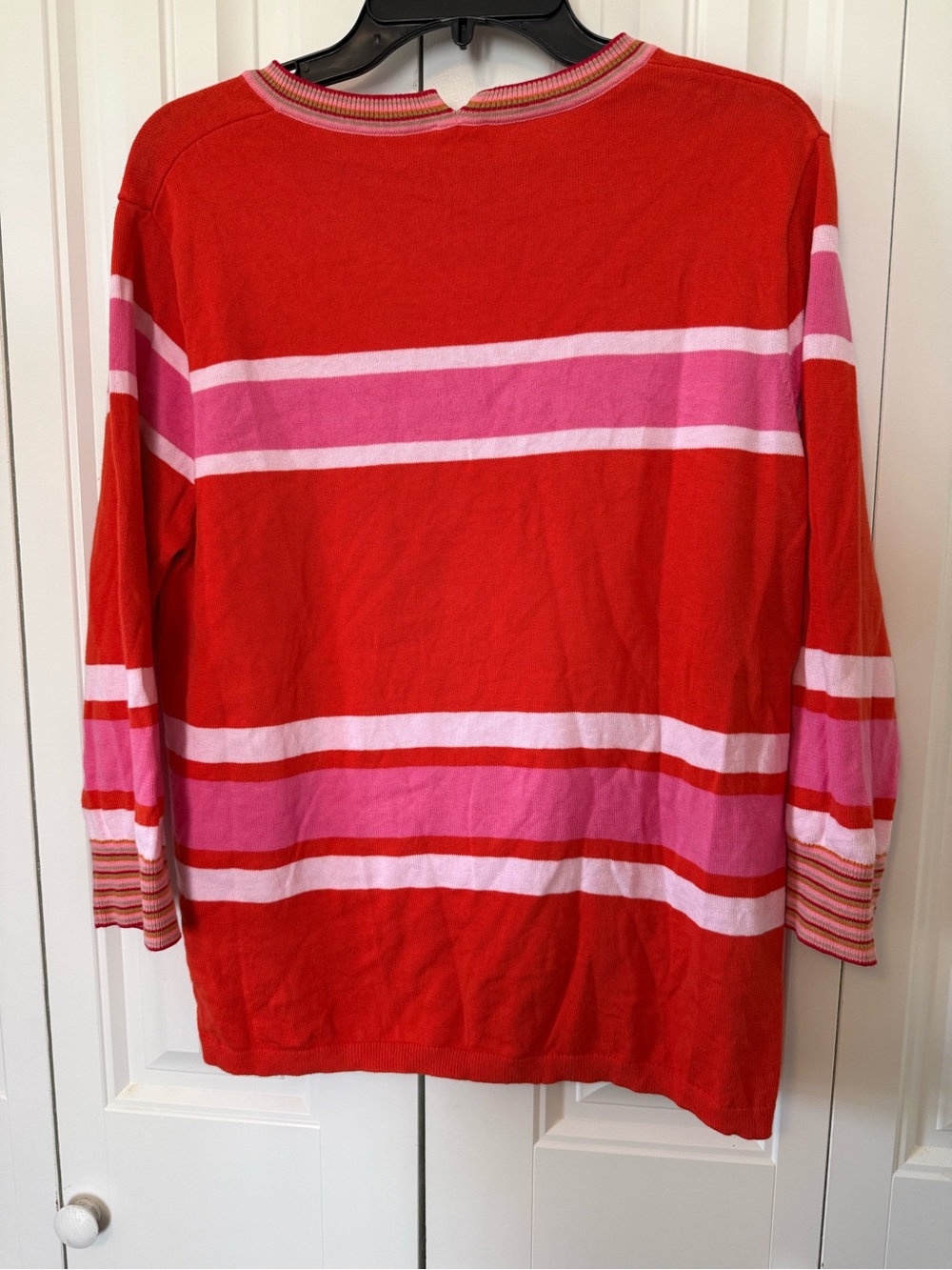 CAbi Red and Pink Striped Crewneck Sweater - Picture 7 of 9